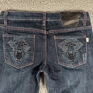 Vintage Ed Hardy by Christian Audigier Jeans Women's 29 Blue Cheetah Rhinestones